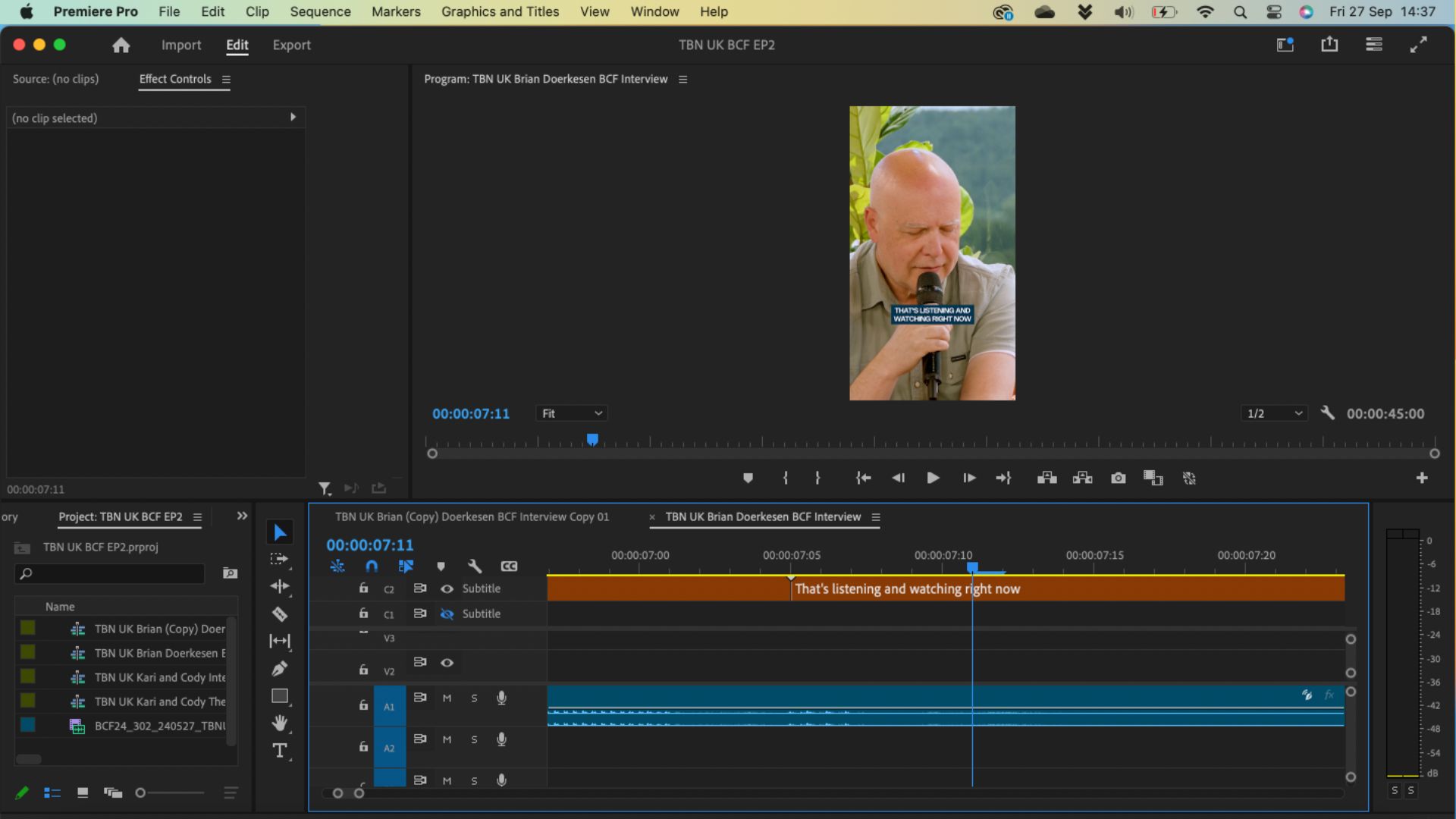 Jackson editing TBN UK video content